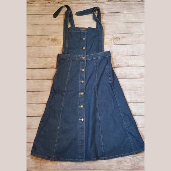 Heritage Falmer Dresses & Skirts - Vintage Denim Pinafore Overall Dress Button Front